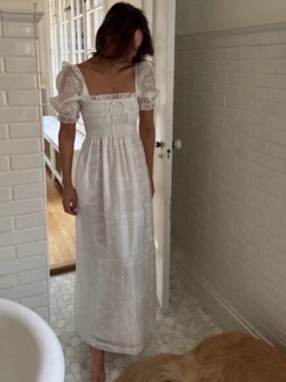 Caroline Constas White Patchwork Organza Dress